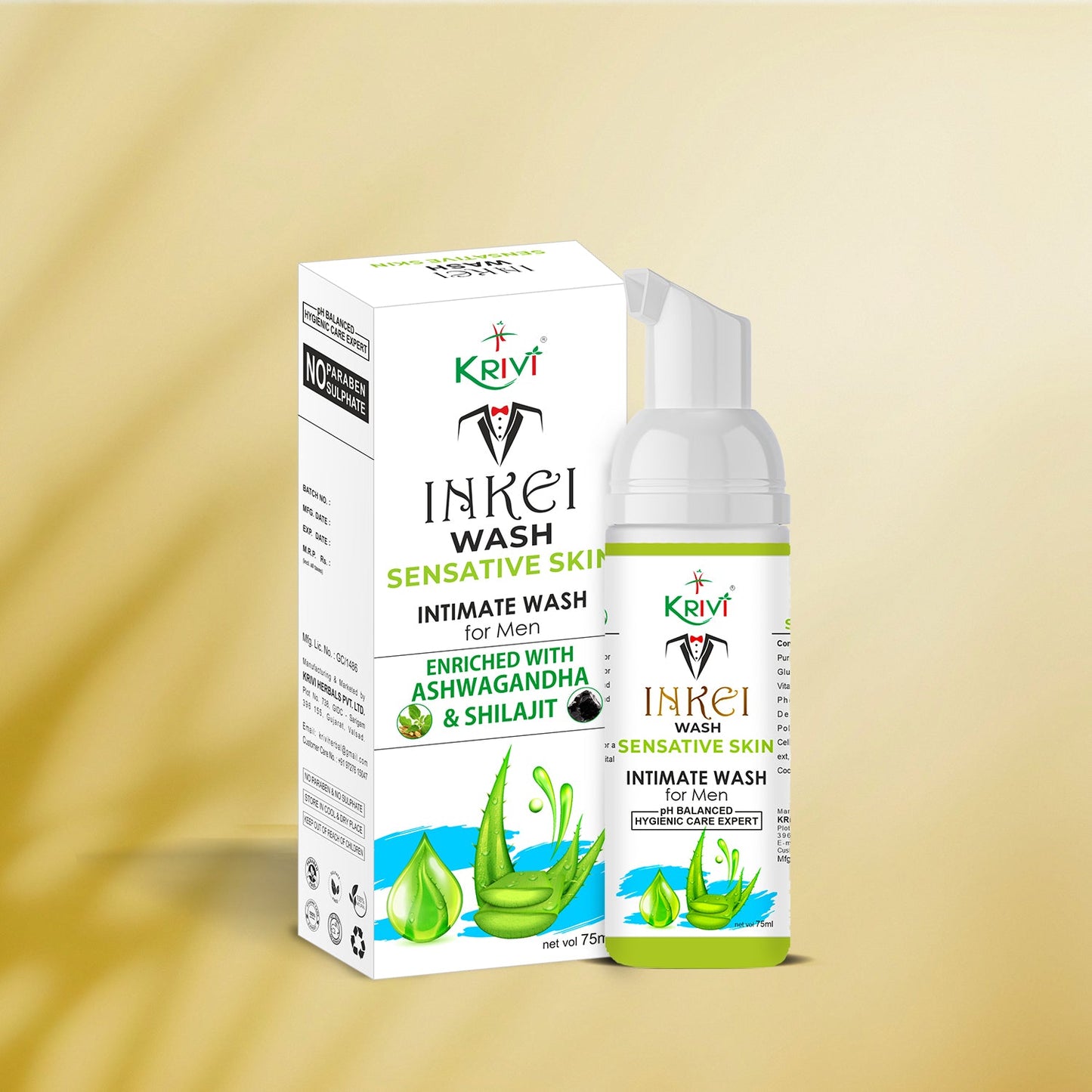 Inkei Intimate Wash for Men with Sensitive Skin 75ml (Pack of 1)