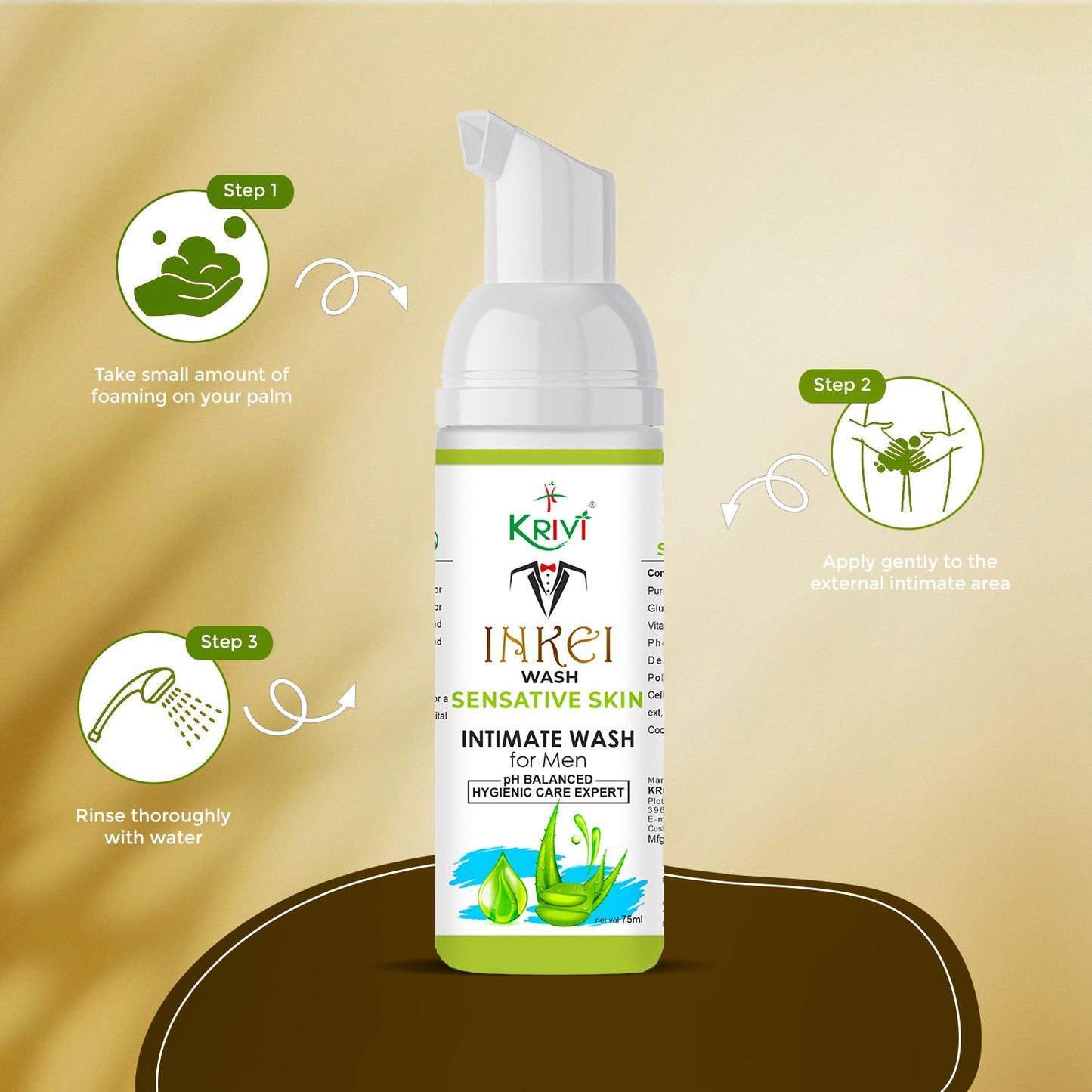 Inkei Intimate Wash for Men with Sensitive Skin 75ml (Pack of 1)