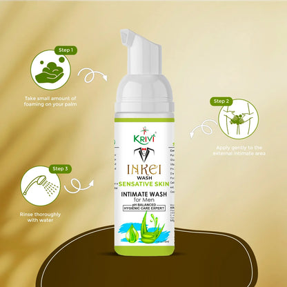 Inkei Intimate Wash for Men with Sensitive Skin 75ml (Pack of 2)