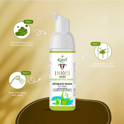 Inkei Intimate Wash for Men with Sensitive Skin 75ml (Pack of 3)
