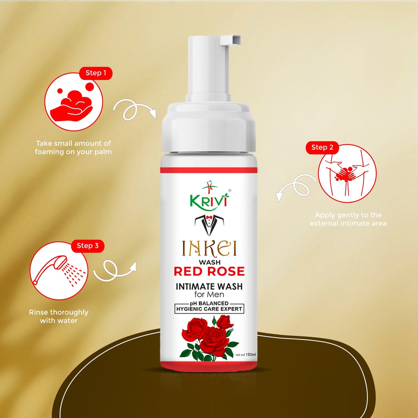 Inkei Intimate Wash for Men - Rose 150ml (Pack of 1)