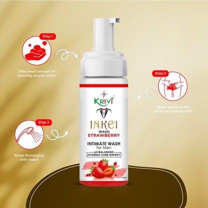 Inkei Intimate Wash for Men - Strawberry 150ml (Pack of 1)