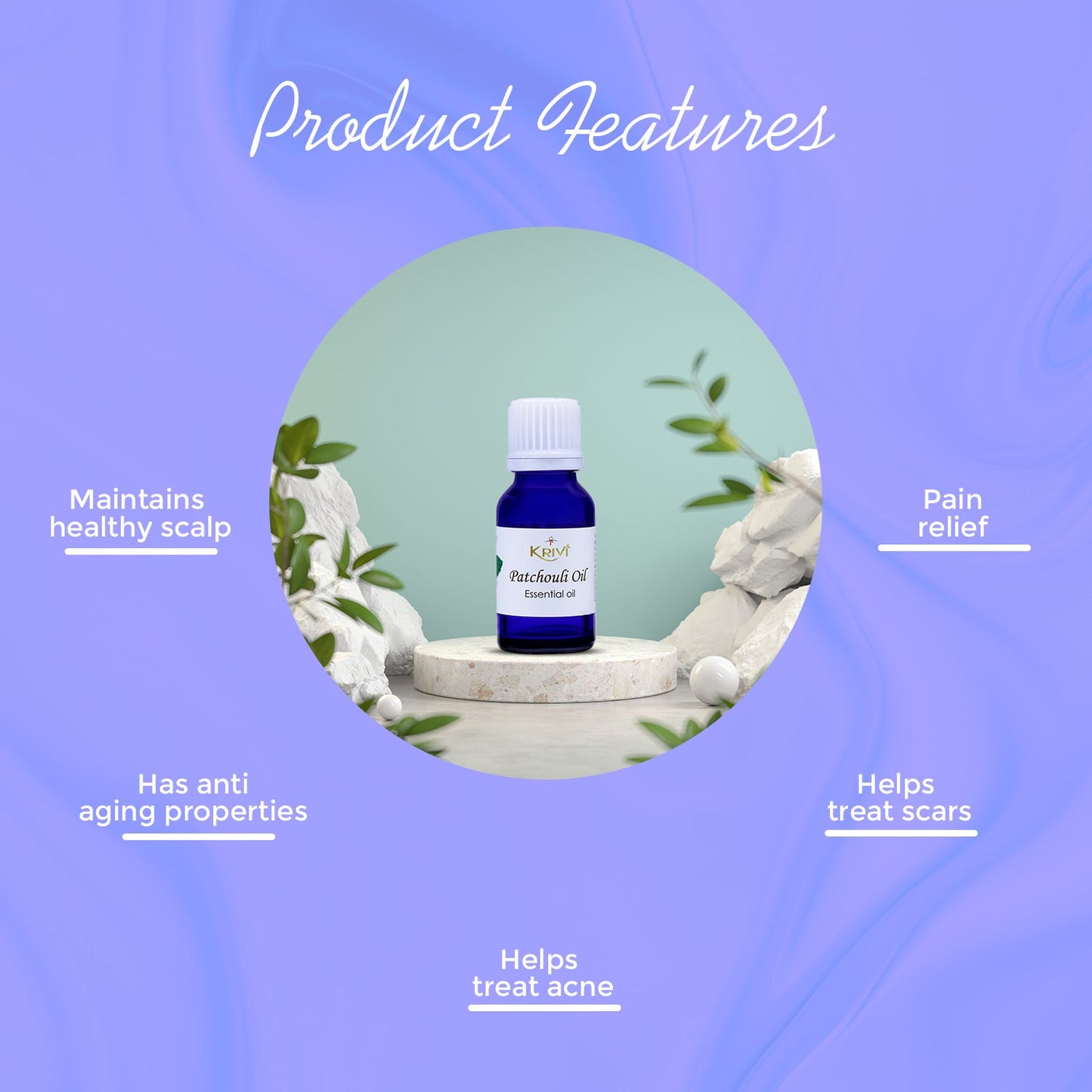Krivi Patchouli Essential Oil 15ml (Pack of 1)