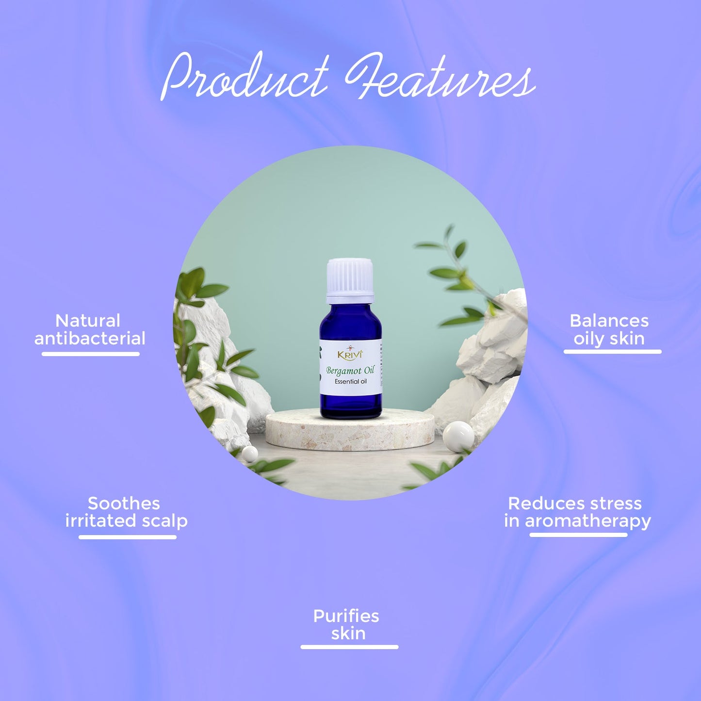 Krivi Bergamot Essential Oil 15ml (Pack of 1)