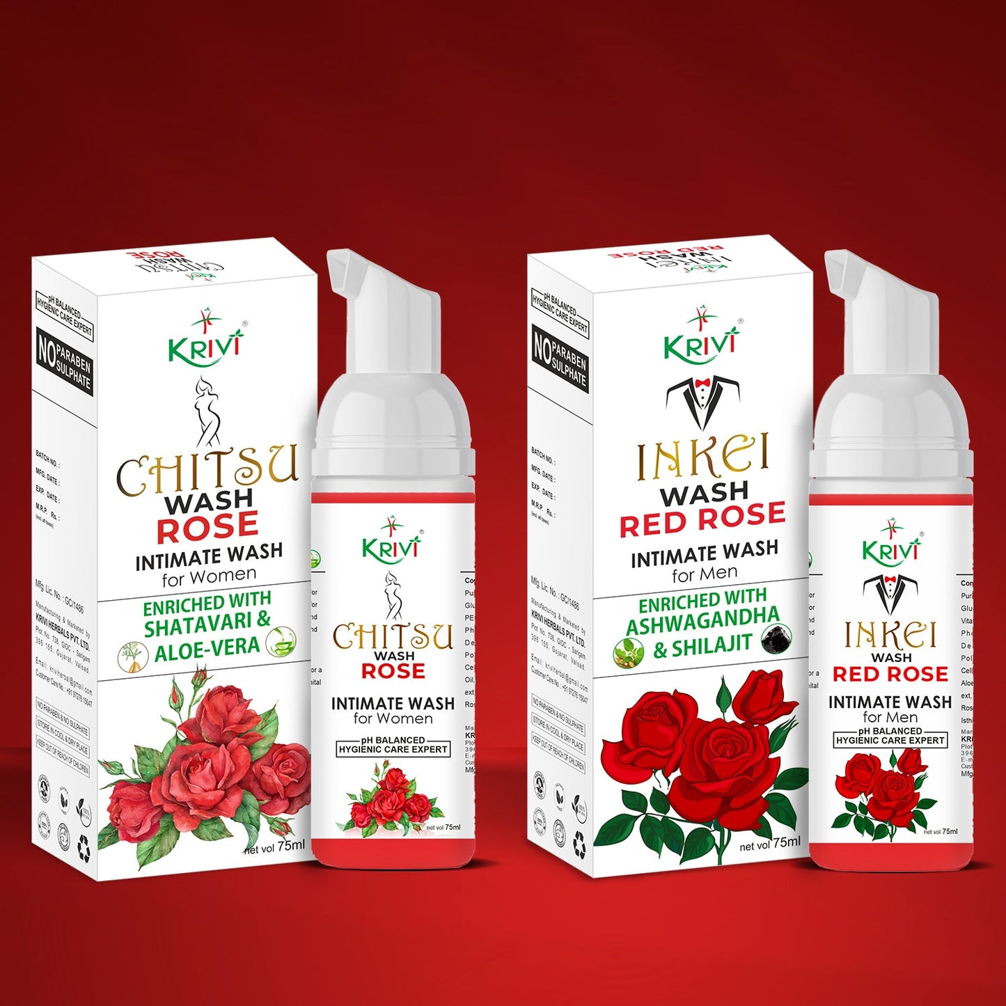 Men and Women Intimate Wash Combo (Rose) 75ml